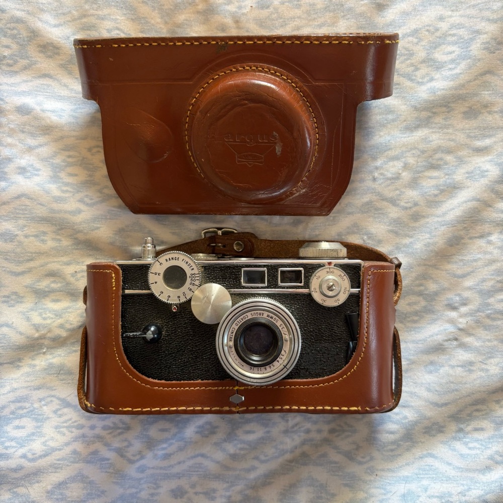 Vintage Argus C3 35mm “The Brick” Camera with Original Brown Leather Case